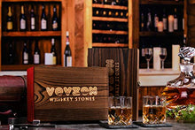 Load image into Gallery viewer, VOVZON Whiskey Stones and Glasses Gift Set for Men – 8 Whisky Scotch Bourbon Chilling Stones, 2 Whiskey Glasses in Wooden Box – Christmas/Father's Day/Birthday Gift/Present for Father Dad Boyfriend