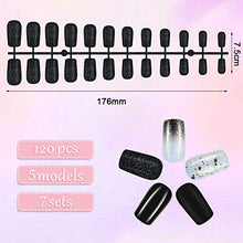 Load image into Gallery viewer, 120 Pieces 5 Sets Medium Square Press on Nails Matte Ballerina False Nails Solid Color Fake Nails Glitter Artificial Coffin Nails Tips Full Cover False Nails for Salon Home Nail Art DIY