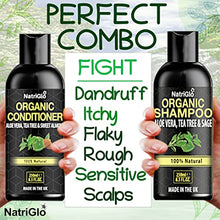 Load image into Gallery viewer, NatriGlo Anti Dandruff Tea Tree & Aloe Vera Shampoo - Sulfate & SLS Free for Itchy Scalp, Dry, Flaky Hair | Psoriasis & Eczema Care |Deep Cleansing Organic, Vegan, Cruelty Free | Women | Men |Teens