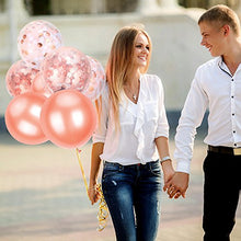 Load image into Gallery viewer, Pllieay 21 Pieces Rose Gold Confetti Balloons Set Including Rose Gold, Pink, White Confetti Balloons, Rose Gold Latex Balloons and 1 Roll Balloon Ribbon for Birthday, Wedding Party Decorations