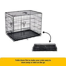 Load image into Gallery viewer, Dog Puppy Cage Folding 2 Door Crate with Metal Tray Large 36-inch Black