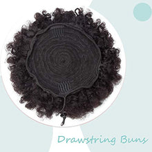 Load image into Gallery viewer, Elailite Human Hair Buns Afro Curly - Updo Chignon Hair Piece - 100% Real Remy Human Hair Extension Messy Hair Scrunchie - #1B Natural Black (Large)