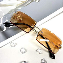 Load image into Gallery viewer, Dollger Rimless Rectangle Sunglasses for round faces for Women Fashion Frameless Square Glasses for Men Ultralight UV400 Eyewear Unisex Tea