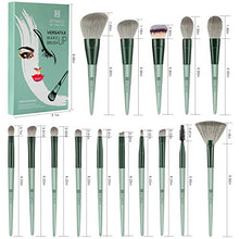 Load image into Gallery viewer, Makeup Brushes HEYMKGO 15pcs Makeup Brush Set Premium Synthetic Bristles Green Color Conical Handle Kabuki Foundation Brush Face Lip Eye Makeup Sets Professional with Portable Drawstring Flannel Bag
