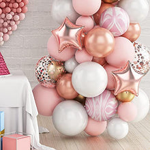 Load image into Gallery viewer, Rose Gold Balloon Arch Kit, 82pcs Pink Rose Gold Balloon Garland Arch Kit, Metallic Gold Latex Balloons Confetti Balloon for Birthday Wedding Party Decorations