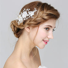 Load image into Gallery viewer, HONEY BEAR Bridal Jewellery Flower Hair Combs Clip for Womens Wedding Accessories,Simulated Pearl and Rhinestones (Silver)