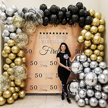 Load image into Gallery viewer, Black Gold Balloon Arch Kit, Chrome Black Gold and Silver Balloon Garland Arch Kit for Men Women Birthday Party Wedding Halloween, New Year, NYE, Eid Mubarak, Retirement, Graduation Party Decorations