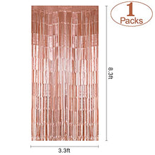 Load image into Gallery viewer, Rose Gold Foil Fringe Curtain 3ft x 8.3ft, 1 Pack Rose Gold Metallic Tinsel Curtain Birthday Decorations, Foil Curtain for Birthday Graduation Wedding Engagement Bridal Shower Bachelorette Holiday