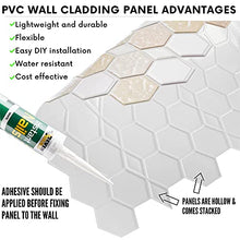 Load image into Gallery viewer, Modern 3D Honeycomb Hexagon Tile Effect Wall Panels with Glitter - Set 16 Panels - 9.92 sqm | 107.36 Sqf - Interior Kitchen Splashback and Bathroom PVC Plastic Cladding Sheets in Beige Cream Caramel