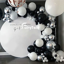 Load image into Gallery viewer, Black Silver Balloons Arch Kit , SIMSPEAR Party Decorations Balloons Garland with Silver Metallic, White, Black Silver Confetti Balloons Silver Palm Leaves for Party Birthday Decoration Baby Shower