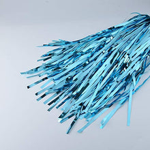 Load image into Gallery viewer, CHRORINE 2pcs 1m x 2.5m Light Blue Metallic Tinsel Foil Fringe Curtains Party Streamers Backdrop for Frozen Mermaid Birthday Baby Shower Bachelorette Bridal Shower Blue Party Decorations