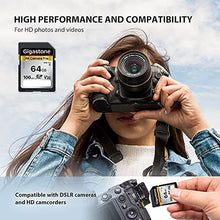 Load image into Gallery viewer, Gigastone 64GB SD Card V30 SDXC Memory Card High Speed 4K Ultra HD UHD Video Compatible with Canon Nikon Sony Pentax Kodak Olympus Panasonic Digital Camera