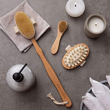 Load image into Gallery viewer, Dry Brushing Body Brush Set - Best for Cellulite, Lymphatic Drainage & Skin Exfoliating - Natural Bristle Spa Kit - Long Handle Back Scrubber, Massager & Face Exfoliator for Radiant Skin