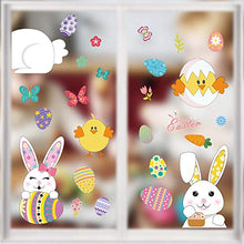 Load image into Gallery viewer, Hianjoo 130 PCS Easter Window Cling, 9 Sheets Easter Bunny Window Stickers PVC Static Stickers with Rabbit, Eggs, Carrot, Egg Basket, Flower Wreath, Flower, Butterfly for Easter Decoration