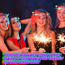 Load image into Gallery viewer, 40 Pcs LED Flower Headband Crown Set, Light up Flower Wreath Crown Glowing Floral Headpiece Flower Hair Garlands Headdress for Women Girls Hair Accessories Wedding Party Holiday St. Patrick Day Easter