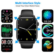 Load image into Gallery viewer, RIVERSONG Smart Watch for Men Women with 1.69" Full Touch Screen, IP68 Waterproof Sports Watch Heart Rate Sleep Monitor Fitness Tracker Compatible with iPhone IOS Android Phones, Motive 3 Black