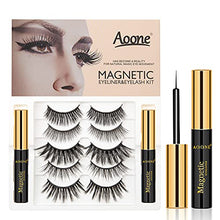 Load image into Gallery viewer, Magnetic Eyelashes with Magnetic Eyeliner Kit -5 Pairs Upgraded 3D 5D Magnetic Eyelashes Kit & 2 Tubes of Magnetic Eyeliner, Reusable, No Glue
