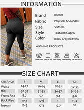 Load image into Gallery viewer, RIOJOY Capri Sports Leggings for Women Ruched Butt Honeycomb Texture 3/4 Length Cropped Running Tights, Black ,M