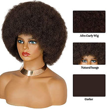 Load image into Gallery viewer, 70s Afro Wigs for Black Women,Short Afro Kinky Curly Wig,Dark Brown Women Full Afro Kinky Wigs for Women