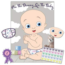 Load image into Gallery viewer, Baby Shower Game – Pin The Dummy On The Baby – 35 Player – Blindfold, Winner Prize and XL Poster Included for Fun boy, Girl, Neutral/Unisex Baby Shower Party – Baby Shower Games Modern Classic