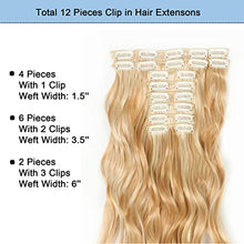 Load image into Gallery viewer, 150g Clip in Hair Extensions for Women,22inch 12Pcs Curly Wavy Synthetic Hair Pieces #27H613 Blonde Long Full Head Clip In Hair Extensions