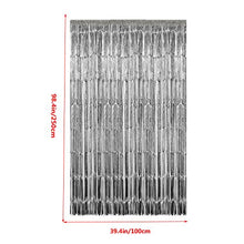 Load image into Gallery viewer, Geboor 3 Pack Metallic Tinsel Curtains 1x2.5m Fringe Foil Curtain for Wedding Birthday Party Door Windows Decorations (Silver)