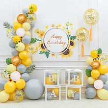 Load image into Gallery viewer, Yellow Balloons Arch Garland Kit, Pastel Yellow Balloons Macaron Yellow Grey Balloons Yellow White Balloons Artificial Sunflower Vine Metallic Gold Balloons Gold Confetti Balloons