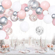 Load image into Gallery viewer, Balloon Arch Kit Pink Rose White Silver Balloons Garland Kit 100pcs Helium Confetti Metallic Balloons Arch Set with 16ft Tape Strip & Dot Glue for Girl Wedding Birthday Baby Shower Party Decorations