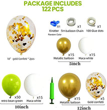 Load image into Gallery viewer, Ready Balloon Arch Kit – 122 Pcs Including Balloon Pump, White, Green and Confetti Balloons – Balloon Arch for Baby shower, Birthday Parties and for Welcome Parties