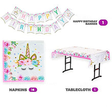 Load image into Gallery viewer, HUGE 102 PIECE 16 Guests Unicorn Party FREE PRINCESS BALLOONS Supplies Unicorn Party Balloons, Plates, Cups, Napkins, Table Cloth, Banner AND MORE!!! Unicorn Birthday Party Decorations for Girl