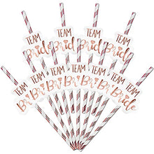 Load image into Gallery viewer, 24 x Team Bride Drinking Straws | Rose Gold Paper Straw | Hen Party Straws | Bridal Shower Paper Straws | Safe and Durable