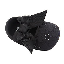 Load image into Gallery viewer, LACOFIA Infant Baby Girls Princess Bowknot Anti-Slip Soft Sole Crib Shoes Black 0-3 Months