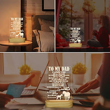 Load image into Gallery viewer, to My Dad Gifts from Daughter,3D Night Light I Love You Daddy LED Illusion Table Lamp for Men Father's Day Birthday Present (to My dad)