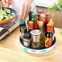Load image into Gallery viewer, Skroad Turntable Cupboard Organizer, Lazy Susan,Multi-Functional Spice Rack Rotating Spice Rack for Kitchen Storage, Revolving Condiment Holder, Non-Slip Storage Racks Grey&White