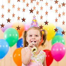 Load image into Gallery viewer, Rose Gold Foil Fringe Metallic Tinsel Curtains Photo Backdrop Set,Flag Bunting Banner,Glitter Paper Star Shape Garland for Birthday Wedding Bachelorette Party Photo Backdrop Door Wall Decorations