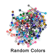 Load image into Gallery viewer, OUFER 100PCS 14G 316L Stainless Steel Tongue Rings Ball Acrylic Tongue Piercing Tongue Barbells (Random Colors)