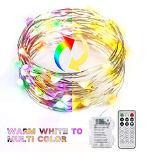 Load image into Gallery viewer, 2 Packs Fairy Lights Battery Powered, 5M 50 Led Silver Wire Warm White & Multi-Colour Battery Operated Twinkle String Lights with Timer Remote Control for Outdoor, Christmas, Wedding, Indoor, Bedroom