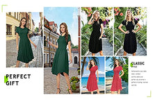 Load image into Gallery viewer, YUNDAI Women Polka Dot Casual Tunic Dress Pleated Loose Flowy Midi Dress with Pocket,M Red
