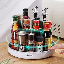 Load image into Gallery viewer, Skroad Turntable Cupboard Organizer, Lazy Susan,Multi-Functional Spice Rack Rotating Spice Rack for Kitchen Storage, Revolving Condiment Holder, Non-Slip Storage Racks Grey&White