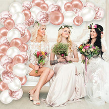 Load image into Gallery viewer, Rorchio 123pcs Rose Gold Balloon Arch Garland Kit with Rose Gold Latex Balloons Confetti Balloons and Mini White Balloons, Balloon Tie and Balloon Tape for Birthday Wedding Baby Shower Party Supplies
