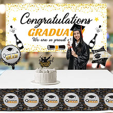 Load image into Gallery viewer, Zerodeco Graduation Decorations 2022 - Graduation Party Supplies Including Congrats Grad Banners, Tablecloth, Backdrop Sign, Cake Flag, Foil Star and Heart Balloons for Graduation Party Decorations