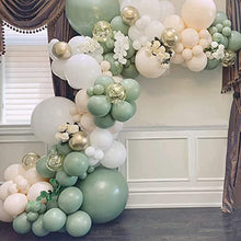 Load image into Gallery viewer, Sage Green Balloon Garland Arch Kit, 130pcs Avocado Green Balloon with White Balloons Gold Metallic Latex and Confetti Balloons for Baby Shower, Birthday, Jungle Safari Theme Party Decoration