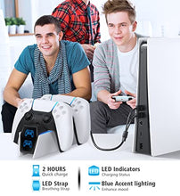 Load image into Gallery viewer, OIVO PS5 Charging Station, 2H Fast PS5 Controller Charger for Playstation 5 Dualsense Controller, Upgrade PS5 Charging Dock with 2 Types of Cable, PS5 Charger for Dual PS5 Controller