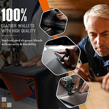 Load image into Gallery viewer, TEEHON® Wallets Mens Slim Genuine Leather RFID Blocking Wallet Mens with 11 Card Holder, 2 banknote compartments, Coin Pocket, ID Window, Minimalist Wallets for Men with Gift Box - Black and Orange