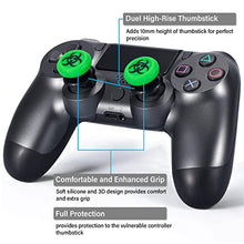 Load image into Gallery viewer, Playrealm FPS Thumbstick Extender & 3D Texture Rubber Silicone Grip Cover 2 Sets for PS5 Dualsenese & PS4 Controller (BioH Green)