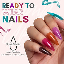 Load image into Gallery viewer, Makartt Acrylic Nail Kit, Press On Nails Set Short Stiletto Nail Tips Full Cover Vivid Color 4pcs Nail Glues 1pcs Nail File with Case False Nail Kit, Nail Pump-Ups in Girls' Night Out 240pcs