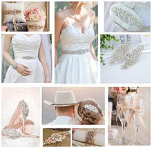 Load image into Gallery viewer, Wedding Applique Belt Crystal Rhinestone Applique for Bridal Wedding Dress Diamante Bridal Belt Womens Rhinestone Belt Girls Sash Belt Bridal Sash With Ribbon (Silver-002)