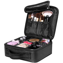 Load image into Gallery viewer, Luxspire Makeup Cosmetic Storage Case, Professional Make up Train Case Cosmetic Box Portable Travel Artist Storage Bag Brushes Bag Toiletry Organizer Tool with Adjustable Dividers, Black