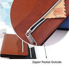 Load image into Gallery viewer, Gift for Men,SAYEEC A5 Executive Conference Folder Travel Portfolio Ringbinder Folio Zip Around PU Leather Loose Leaf Refillable Lined Paper Business Notebook Zipped Organiser with Calculator(Brown)