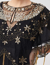 Load image into Gallery viewer, BABEYOND Bridal Sequin Beaded Art Deco Evening Cape Women's 1920s Shawl Wedding Party Shawl Scarf(BlackGold)